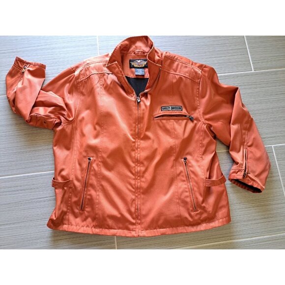 Harley Davidson Orange Cotton/Nylon Women's Motorcycle Jacket #98146-03VW 2XL - Picture 1 of 13